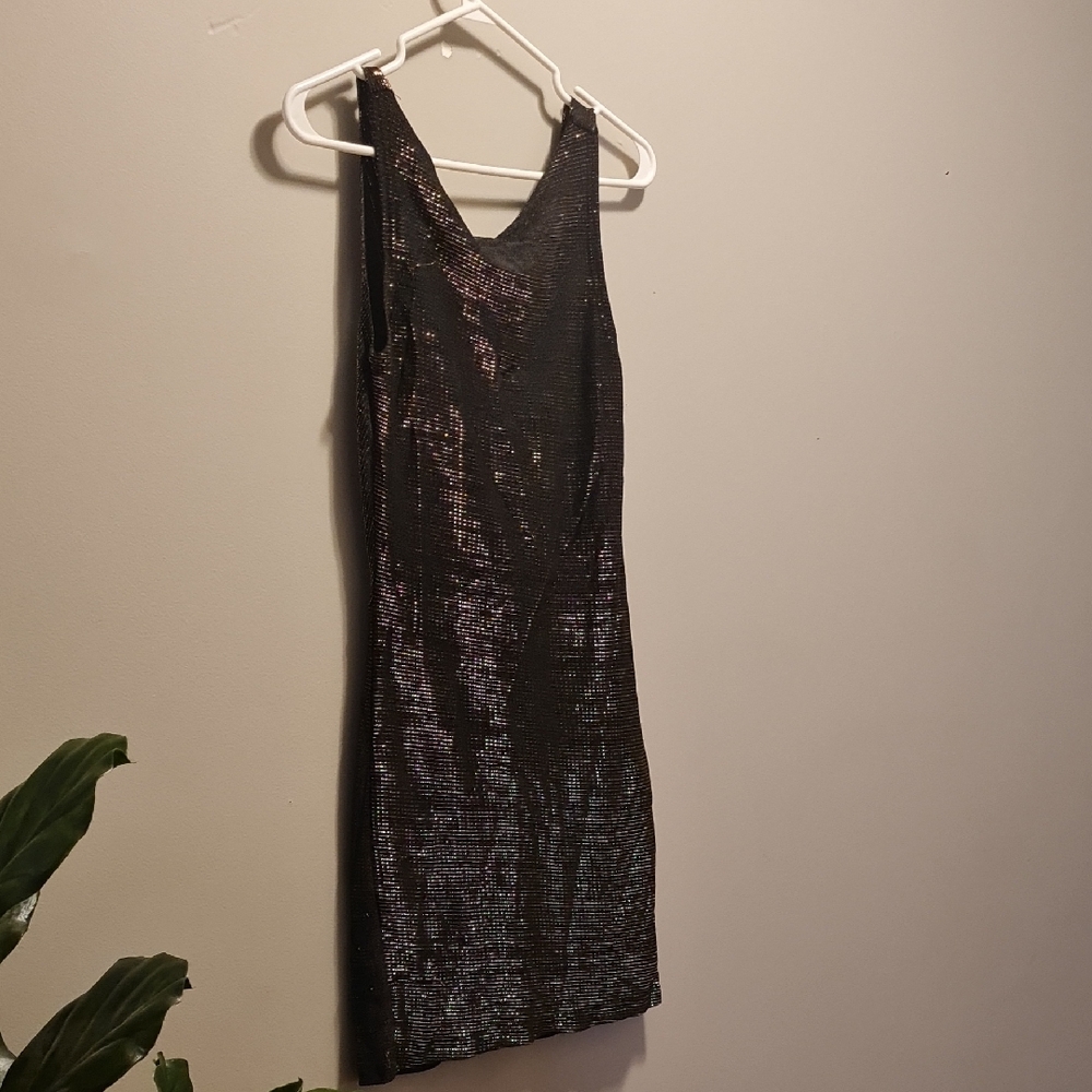 Stunning Black Sequin Backless Dress